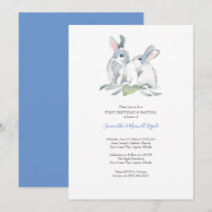 Cartes d'invitation Lapin de Pâques aquarelle pour