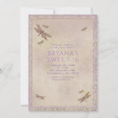 Cartes d'invitation libellules violet et or (Devant)