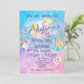 Cartes d'invitation Magiques de Chat Sirène (Debout devant)