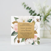 Cartes d'invitation Magnolia Floral Gold (Debout devant)