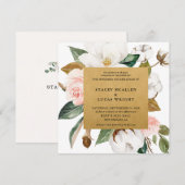 Cartes d'invitation Magnolia Floral Or (Devant / Derrière)