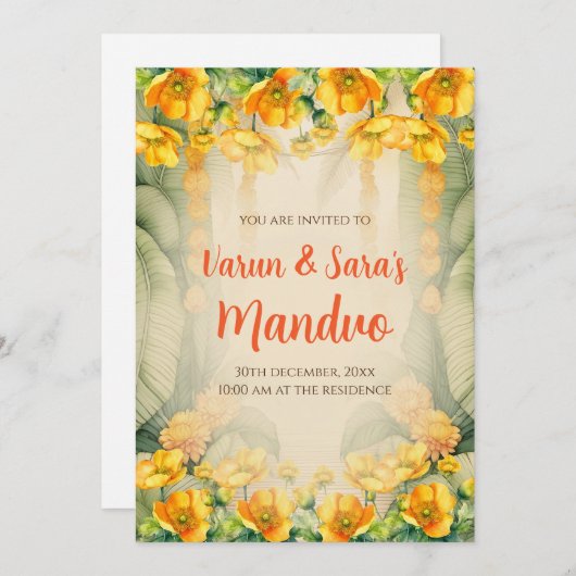 Cartes d'invitation Mandap Mahurat Mandvo invitati (Devant / Derrière)