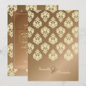 Cartes d'invitation mariage damassé crème/faux cui (Devant / Derrière)