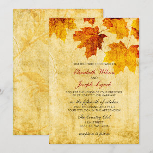 cartes d'invitation mariage de automne rustique