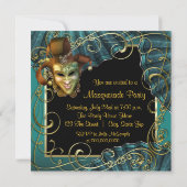Cartes d'invitation Mascarade Jade Noir Or (Dos)