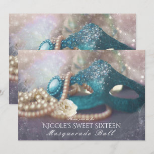 Cartes d'invitation Masque et Perles Arc-en-ciel p