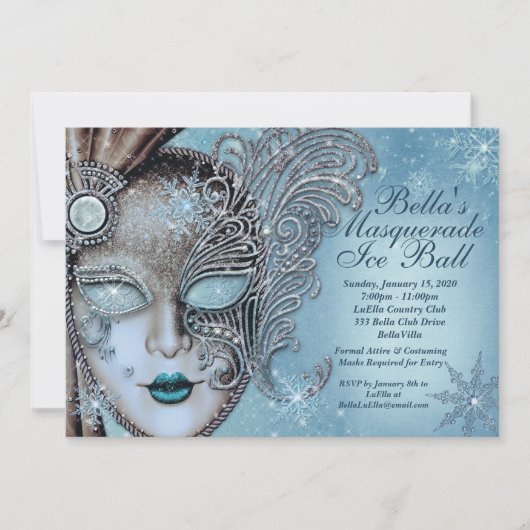 Cartes d'invitation Masquerade Ice Ball Winter Sno (Devant)