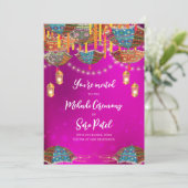 Cartes d'invitation Mehndi numérique & Invitation  (Debout devant)