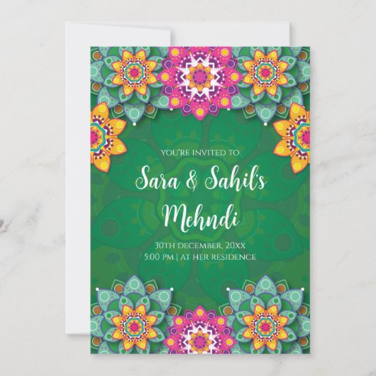 Cartes d'invitation Mehndi numériques et invitatio (Devant)