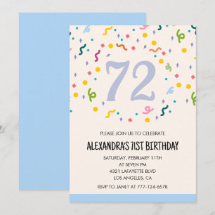 Cartes d'invitation modernes et simples pour 72 an