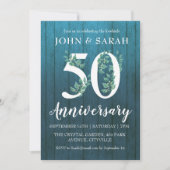 Cartes d'invitation modernes florales pour les 50 (Devant)