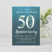 Cartes d'invitation modernes florales pour les 50 (Debout devant)