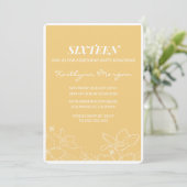 Cartes d'invitation modernes pour 16 ans Fleurs Ja (Debout devant)