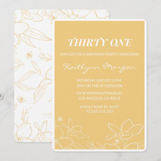 Cartes d'invitation modernes pour 31e anniversaire (Devant / Derrière)
