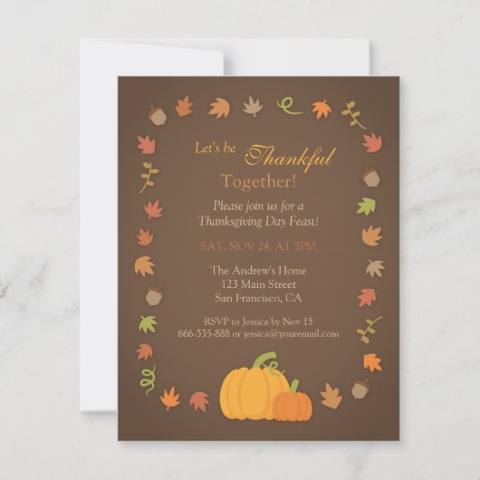 Cartes d'invitation modernes pour la fête de Thank (Devant)