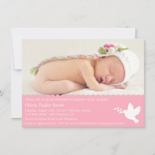 Cartes d'invitation modernes pour le baptême de bé (Devant)