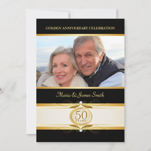 Cartes d'invitation Monogramme 50e anniversaire Go (Devant)