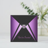 Cartes d'invitation noir violet pour toutes occasi (Debout devant)