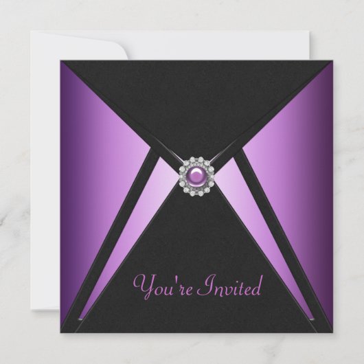 Cartes d'invitation noir violet pour toutes occasi (Devant)