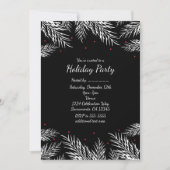 Cartes d'invitation noires de fêtes avec pin blanc (Devant)