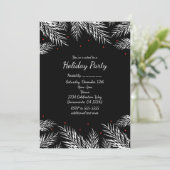 Cartes d'invitation noires de fêtes avec pin blanc (Debout devant)