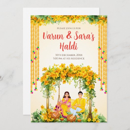 Cartes d'invitation numériques Haldi Invitations P (Devant / Derrière)