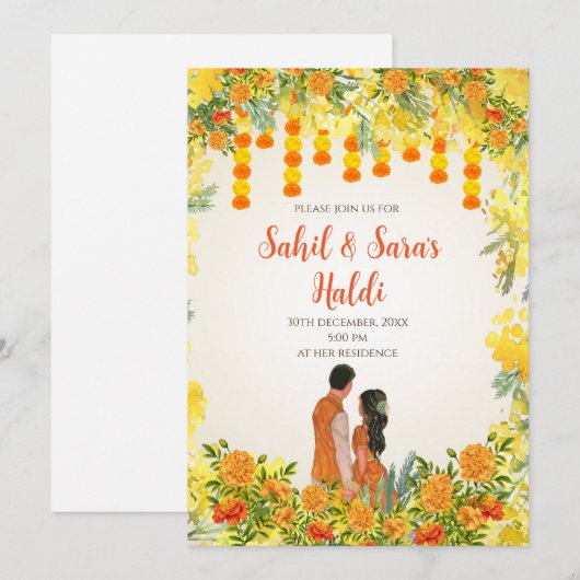 Cartes d'invitation numériques pour Pithi et cérém (Devant / Derrière)