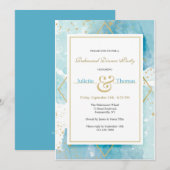 Cartes d'invitation Or et Turquoise (Devant / Derrière)