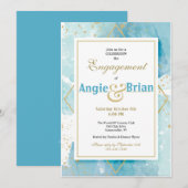 Cartes d'invitation or et turquoise (Devant / Derrière)