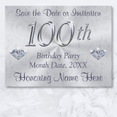 Cartes d'invitation ou faire-part pour un 100e ann