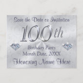 Cartes d'invitation ou faire-part pour un 100e ann (Devant)