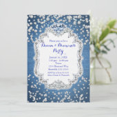 Cartes d'invitation pailletées avec glamour Denim (Debout devant)