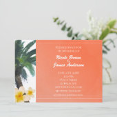 Cartes d'invitation Palmier Tropical Orange et Plu (Debout devant)