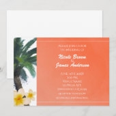Cartes d'invitation Palmier Tropical Orange et Plu (Devant / Derrière)