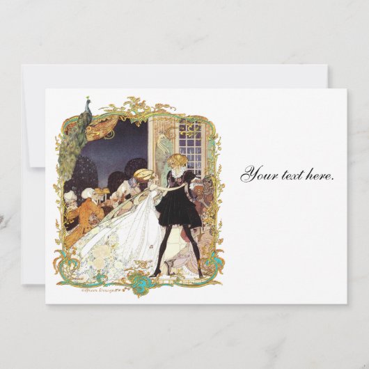 Cartes d'invitation Paon pour Mariage de Conte de (Devant)