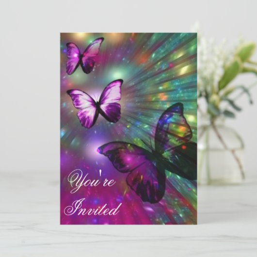 Cartes d'invitation Papillon (Debout devant)