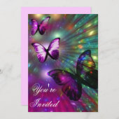 Cartes d'invitation Papillon (Devant / Derrière)