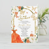 Cartes d'invitation Papillon Coing Orange Robe Flo (Debout devant)