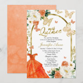 Cartes d'invitation Papillon Coing Orange Robe Flo (Devant / Derrière)