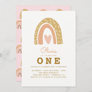 Cartes d'invitation Pastel Rainbow 1er Birthday