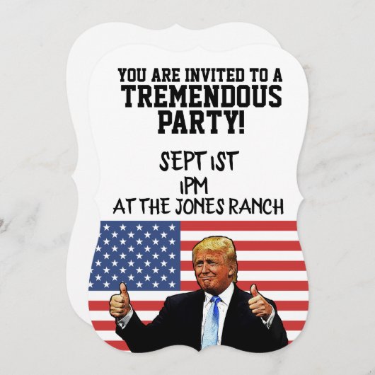 CARTES D'INVITATION PERSONNALISÉES PARTI DONALD TR (Devant / Derrière)