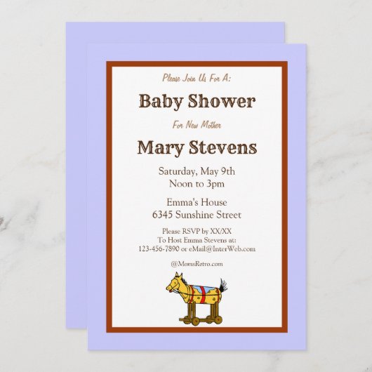 Cartes d'invitation personnalisées pour Baby Showe (Devant / Derrière)