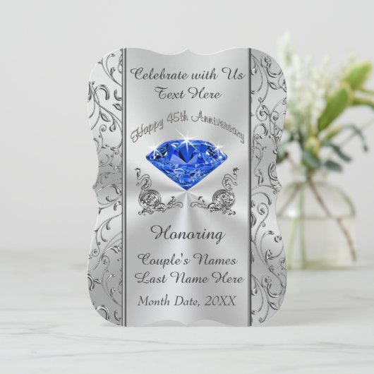 Cartes d'invitation personnalisées pour les 45 ans (Debout devant)