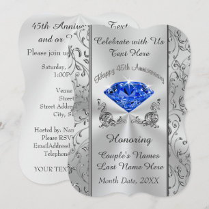 Cartes d'invitation personnalisées pour les 45 ans