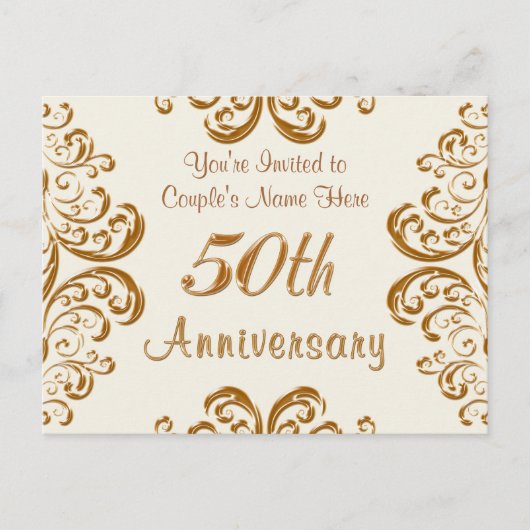 Cartes d'invitation personnalisées pour les 50 ans (Devant)