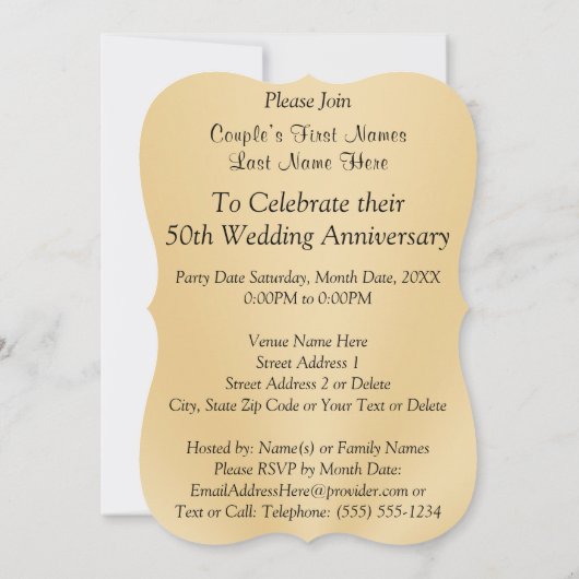 Cartes d'invitation personnalisées pour les 50 ans (Dos)