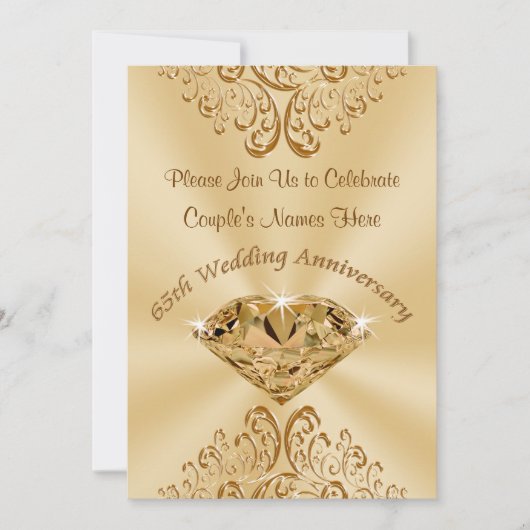 Cartes d'invitation personnalisées pour les 65 ans (Devant)