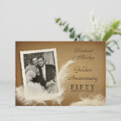 Cartes d'invitation photo à plumes fantaisie pour  (Debout devant)