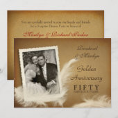 Cartes d'invitation photo à plumes fantaisie pour  (Devant / Derrière)