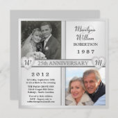 Cartes d'invitation photo avec cœurs pour les 25 a (Devant / Derrière)